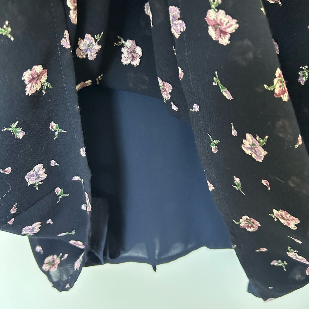 Laura Ashley Floral Maxi Dress Black 8 Vintage Long Sleeve Wool Blend UK Made - Picture 8 of 9